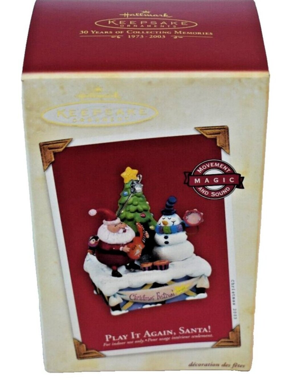 Hallmark 2003 Play It Again, Santa Keepsake Ornament Movement, Light & Sound